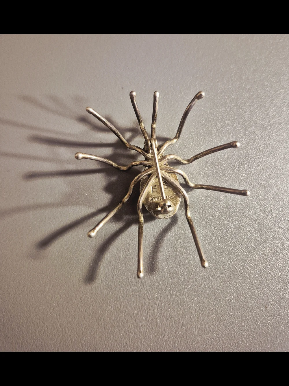 Vintage-Inspired Spider Brooch with Turquoise Stone